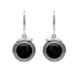 Sterling Silver Whitby Jet Small Round Snake Edge Hook Drop Earrings E2205
