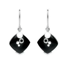 Sterling Silver Whitby Jet Square Bubble Detail Earrings E1253