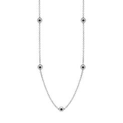 Sterling Silver Whitby Jet Star Link Disc Chain Necklace. N744.