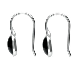 Sterling Silver Whitby Jet Stone Cushion Drop Earrings E1917