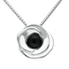 Sterling Silver Whitby Jet Stone Rose Necklace P2546