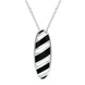 Sterling Silver Whitby Jet Striped Open Oval Necklace P1374