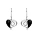 Sterling Silver Whitby Jet Swirl Heart Drop Earrings E1872