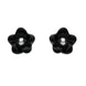 Sterling Silver Whitby Jet Tiny Petal Stud Earrings. E1325.