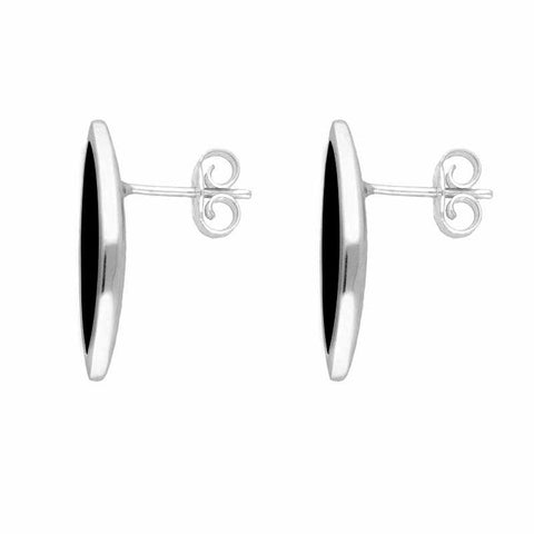 Sterling Silver Whitby Jet Toscana Marquise Stud Earrings. E1124.