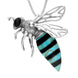 Sterling Silver Whitby Jet Turquoise Large Bee Necklace