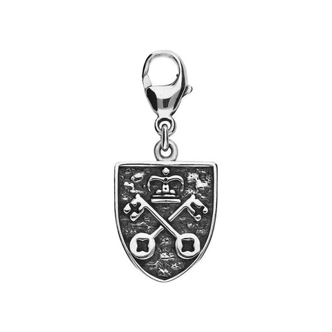 Sterling Silver Whitby Jet York Minster Cross Key Shield Lobster Clasp Charm G824