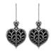 Sterling Silver Whitby Jet York Minster Heart Hook Earrings. E2385.