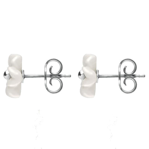 Sterling Silver White Agate Desert Rose Tuberose Stud Earrings, E2154