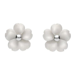 Sterling Silver White Agate Gypsophila Tuberose Stud Earrings, E2156