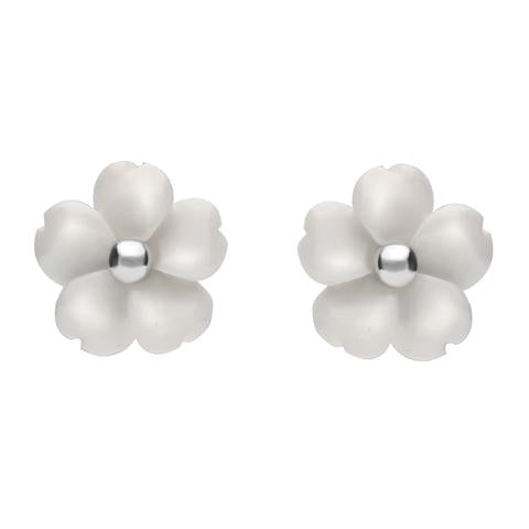 Sterling Silver White Agate Gypsophila Tuberose Stud Earrings, E2156