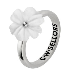 Sterling Silver White Agate Tuberose Dahlia Ring, R995.