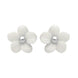 Sterling Silver White Agate Tuberose Pansy Stud Earrings, E2152.
