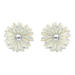 Sterling Silver White Mother of Pearl Tuberose Daisy Stud Earrings, E2161.