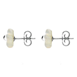 Sterling Silver White Mother of Pearl Tuberose Gypsophila Stud Earrings, E2157.