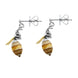 Sterling Silver Yellow Gold Vermeil Amber Bee Drop Earrings, E2423.
