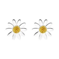 Sterling Silver Yellow Gold Vermeil Small Daisy Stud Earrings, E2483.