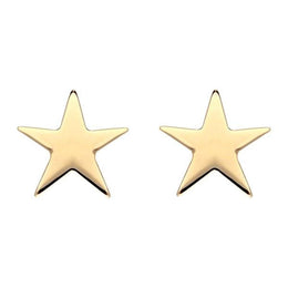 Sterling Silver Yellow Gold Vermeil Star Stud Earrings, E2481.