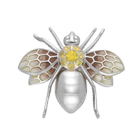 Sterling Silver Yellow Sapphire Enamel House Style Wasp Brooch M320