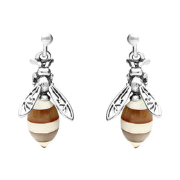 Sterling Silver Amber Small Bee Drop Earrings E2423