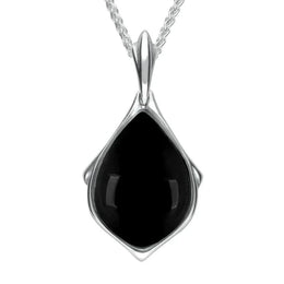 Sterling Silver Whitby Jet Framed Pear Necklace P2171 
