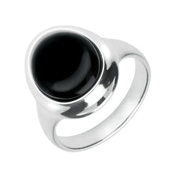 Sterling Silver Whitby Jet Oval Framed Ring R918