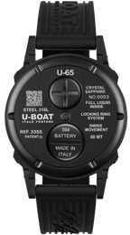 Black U-Boat watch with detailed text on a white background