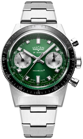Vulcain Skindiver Chronograph Green Bracelet Limited Edition Watch 590176BK7.BHM286