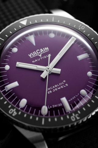Vulcain Skindiver Nautique Purple Black Rubber Limited Edition Watch
