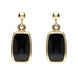 00071786 C W Sellors 9ct Yellow Gold Whitby Jet Dinky Barrel Drop Earrings, E228.