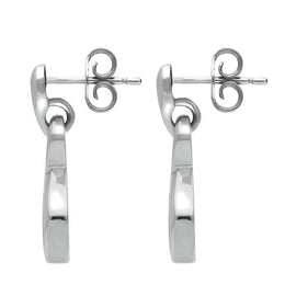 00074260 C W Sellors Sterling Silver Whitby Jet Freeform Pentagon Drop Earrings. E345