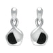 00074260 C W Sellors Sterling Silver Whitby Jet Freeform Pentagon Drop Earrings. E345
