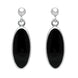 00073985 C W Sellors Sterling Silver Whitby Jet Light Long Oval Drop Earrings, E146.