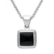 00045749 C W Sellors Sterling Silver Whitby Jet Ribbed Square Shape Necklace. P321