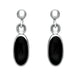 00074203 C W Sellors Sterling Silver Whitby Jet Small Long Oval Drop Earrings, E287.