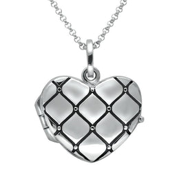 00119452 C W Sellors Sterling Silver Padded Heart Locket Necklace, P2633