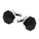 00025643 C W Sellors Sterling Silver Whitby Jet Octagon Shaped Cufflinks, CL414.