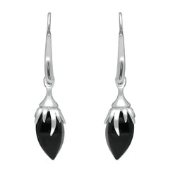 00109560 C W Sellors Silver Whitby Jet Plant Bud Style Drops E1807