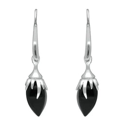 00109560 C W Sellors Silver Whitby Jet Plant Bud Style Drops E1807
