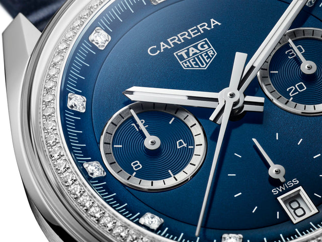 TAG Heuer Carrera Chronograph Circular Brushed Blue Watch