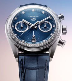 TAG Heuer Carrera Chronograph Circular Brushed Blue Watch