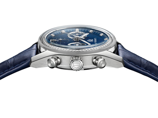TAG Heuer Carrera Chronograph Circular Brushed Blue Watch