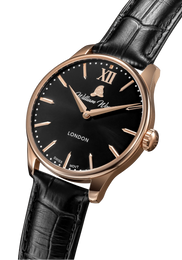 William Wood Chivalrous Rose Gold Black Leather Watch