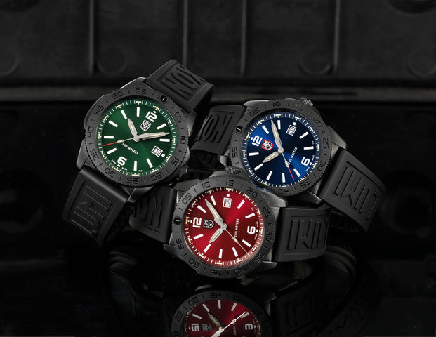 Luminox Pacific Diver Black Steel Red Watch XS.3135.B - daylight view