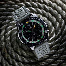 Luminox Sea Pacific Diver Chronograph 3140 Black White Watch XS.3141 - UV light view