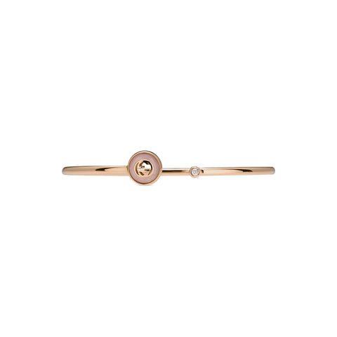 Gucci Interlocking G 18ct Rose Gold Diamond & Pink Opal Bangle