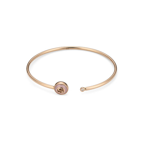 Gucci Interlocking G 18ct Rose Gold Diamond & Pink Opal Bangle