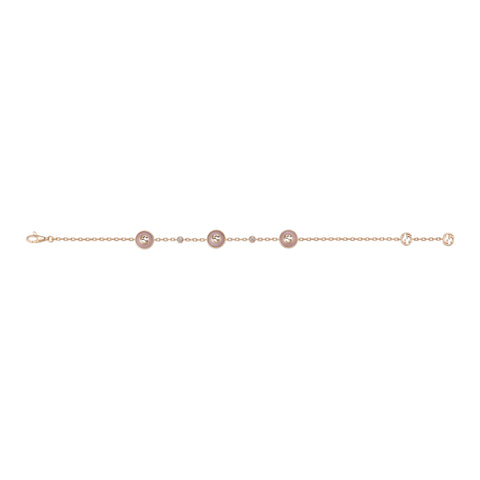 Gucci Interlocking G 18ct Rose Gold Diamond & Pink Opal Bracelet