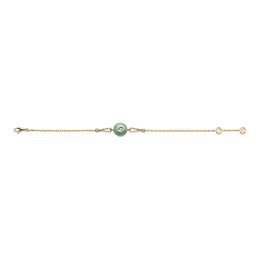 Gucci Interlocking G 18ct Yellow Gold Amazonite & Diamond Bracelet