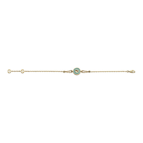 Gucci Interlocking G 18ct Yellow Gold Amazonite & Diamond Bracelet